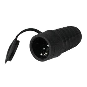 Ficha Schuko Fêmea Impermeavel C/ Terra 16A 220V Preta