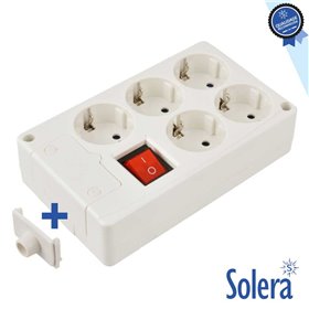 Tomada Elétrica C/ 5 Saídas Schuko Interruptor Solera