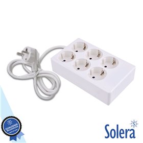 Tomada Elétrica C/ 6 Saídas Quadrada 1.5M Branco Solera