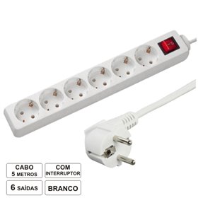 Tomada Elétrica C/ 6 Saídas Interruptor 5M