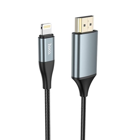 Cabo Adaptador Conversor Lightning para HDMI, Full HD 1080p, Hoco UA15 - Cinzento