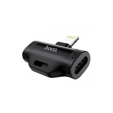Adaptador Lightning com Porta Dupla Lightning para Carregamento e Auriculares, Hoco LS31 - Preto