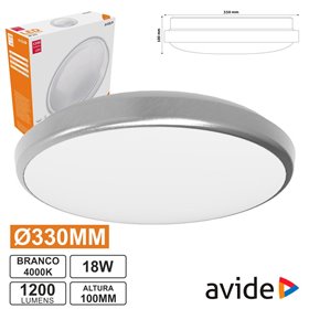 Painel Led Redondo Aplique 18W 330Mm 4000K 1600Lm Avide