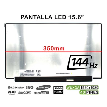 Ecrã LED de 15.6" para Portátil Nv156Fhm-Ny4 V8.0 FHD Ips 144Hz 350mm 40 Pines