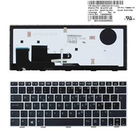 Teclado Retroiluminado para Portatil HP EliteBook 810 G1 810 G2 810 G3 Preto e Estrutura Prata