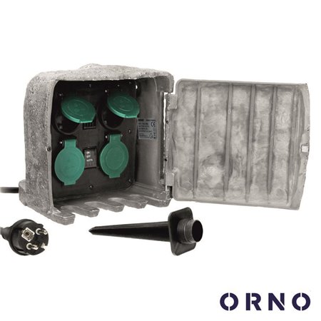 Extensão Elétrica 4X Schuko IP44 Exterior 3M Estilo Pedra