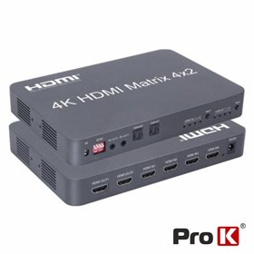 Distribuidor Comutador HDMI 4 Entradas 2 Saídas 4K Edid Prok
