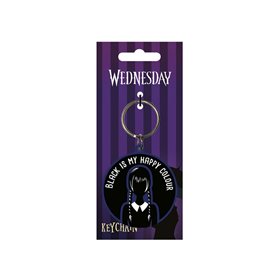Chaveiro pirâmide Wednesday Addams preto é minha cor feliz