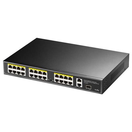 Cudy FS1026PS1 24 portas 10/100 Mbit PoE + switch Gigabit + porta uplink de 2 Gigabit + 1 slot SFP de 1,25 Gbps