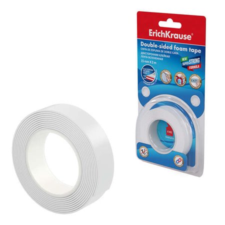 Fita Adesiva Dupla Face Espuma Erichkrause - 1mmx15mmx2m - Cor Transparente