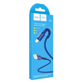 hoco cabo de dados e carregamento USB-A / USB-C X71 Especial - Azul hoco cabo de dados e carregamento USB-A / USB-C X71 Especial - Azul
